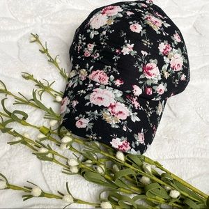 Black and Floral Snapback Baseball Cap